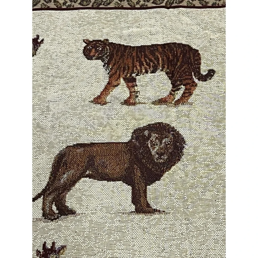 VTG  American Weavers Safari Tapestry Throw Blanket 60